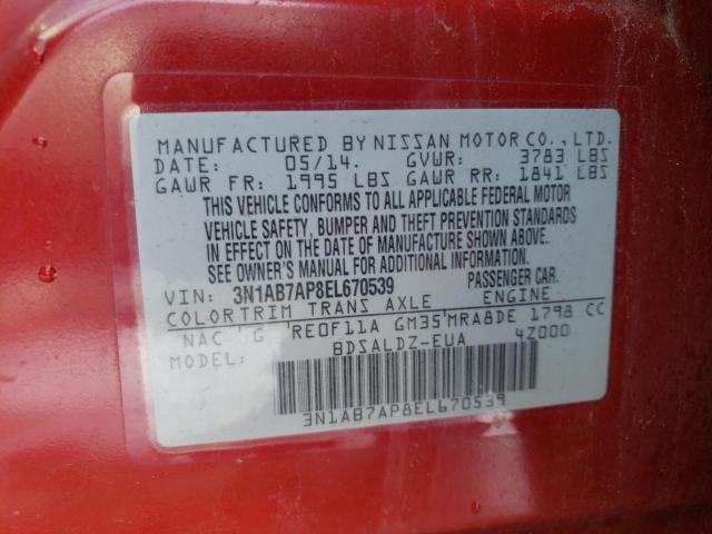 Photo 9 VIN: 3N1AB7AP8EL670539 - NISSAN SENTRA S 