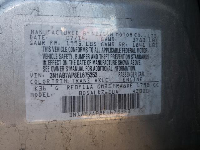 Photo 9 VIN: 3N1AB7AP8EL675353 - NISSAN SENTRA S 