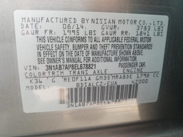 Photo 9 VIN: 3N1AB7AP8EL678821 - NISSAN SENTRA S 