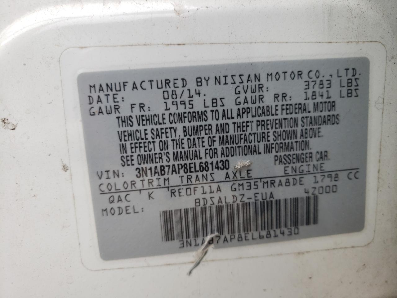 Photo 11 VIN: 3N1AB7AP8EL681430 - NISSAN SENTRA 