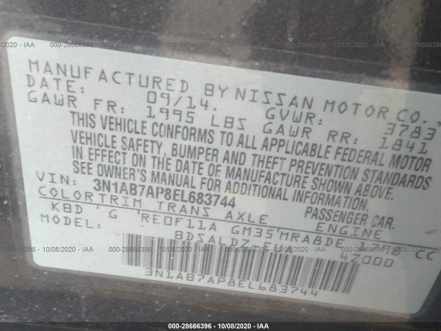 Photo 8 VIN: 3N1AB7AP8EL683744 - NISSAN SENTRA 