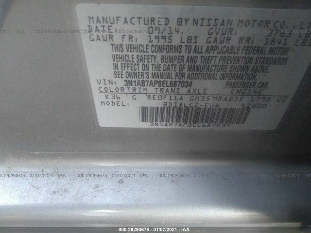 Photo 8 VIN: 3N1AB7AP8EL687034 - NISSAN SENTRA 