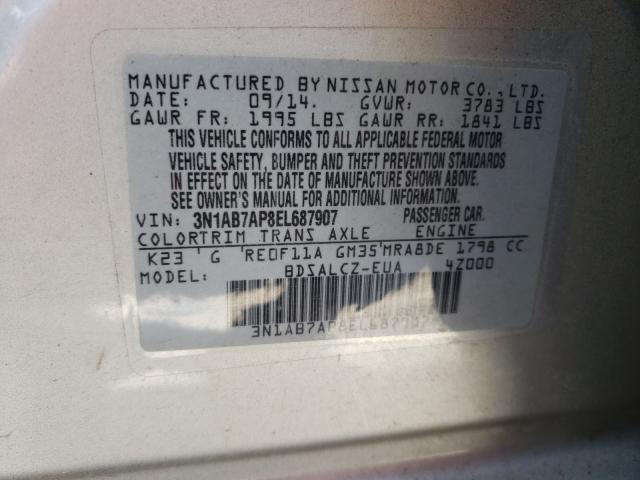 Photo 9 VIN: 3N1AB7AP8EL687907 - NISSAN SENTRA S 