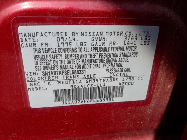 Photo 9 VIN: 3N1AB7AP8EL688331 - NISSAN SENTRA S 