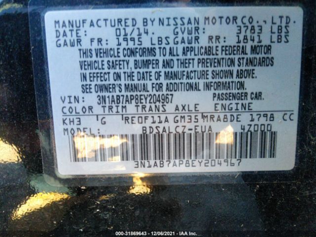 Photo 8 VIN: 3N1AB7AP8EY204967 - NISSAN SENTRA 