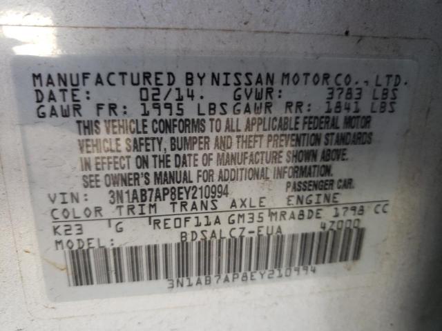 Photo 9 VIN: 3N1AB7AP8EY210994 - NISSAN SENTRA 