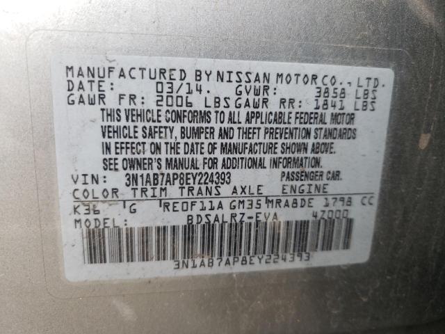 Photo 11 VIN: 3N1AB7AP8EY224393 - NISSAN SENTRA S 