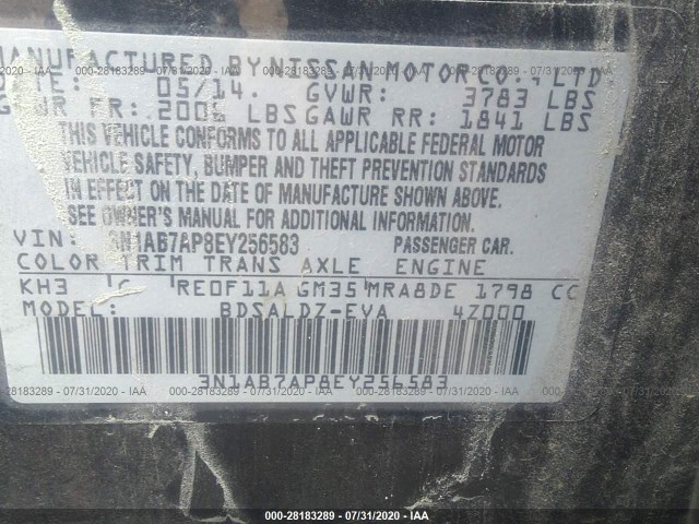 Photo 8 VIN: 3N1AB7AP8EY256583 - NISSAN SENTRA 