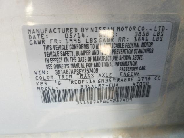 Photo 9 VIN: 3N1AB7AP8EY257409 - NISSAN SENTRA S 