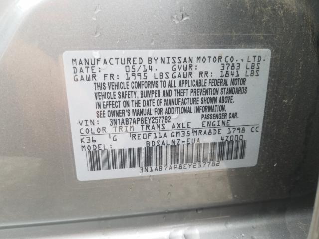 Photo 9 VIN: 3N1AB7AP8EY257782 - NISSAN SENTRA S 