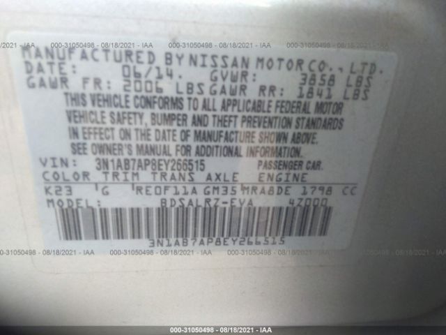 Photo 8 VIN: 3N1AB7AP8EY266515 - NISSAN SENTRA 