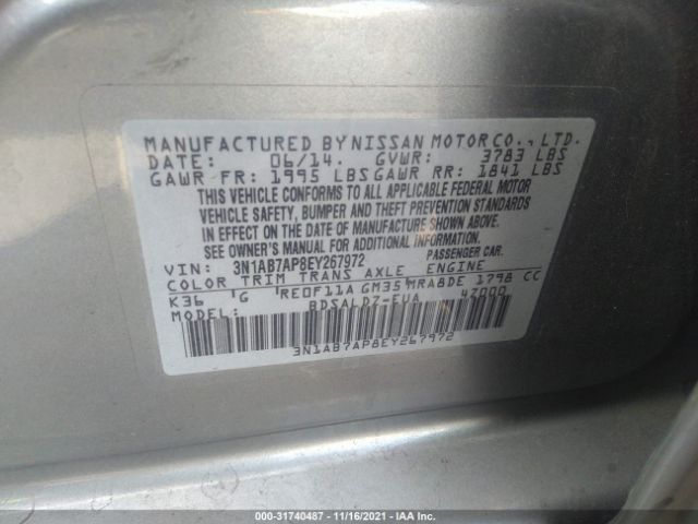 Photo 8 VIN: 3N1AB7AP8EY267972 - NISSAN SENTRA 