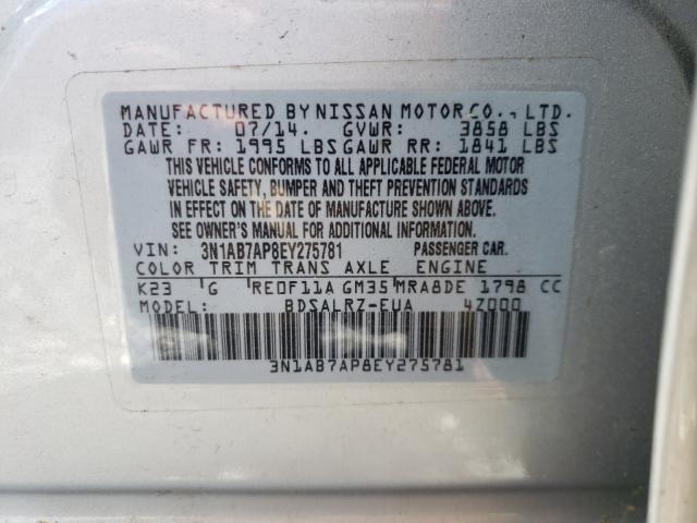 Photo 9 VIN: 3N1AB7AP8EY275781 - NISSAN SENTRA S 