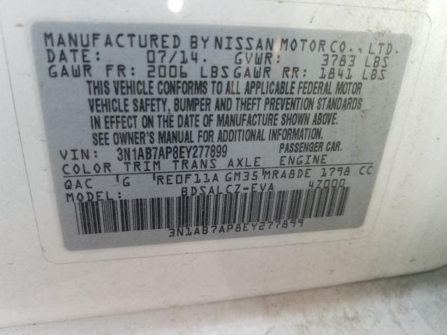 Photo 9 VIN: 3N1AB7AP8EY277899 - NISSAN SENTRA S 