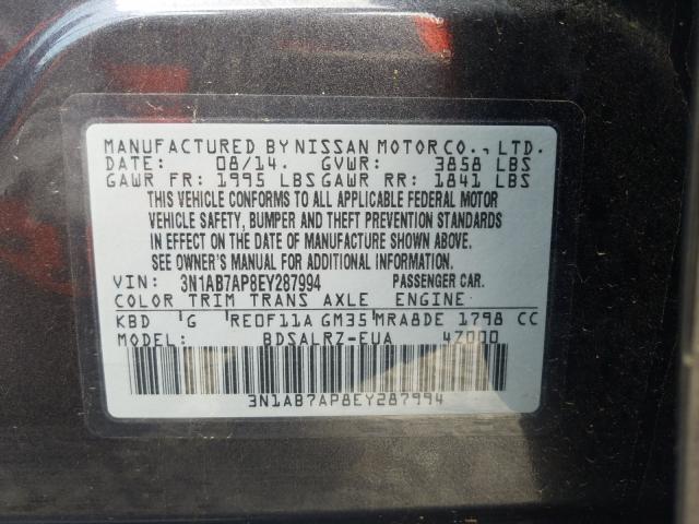 Photo 9 VIN: 3N1AB7AP8EY287994 - NISSAN SENTRA S 