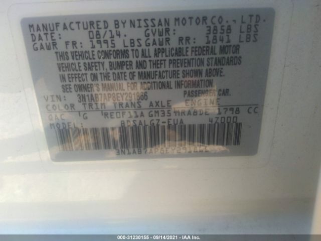 Photo 8 VIN: 3N1AB7AP8EY291866 - NISSAN SENTRA 