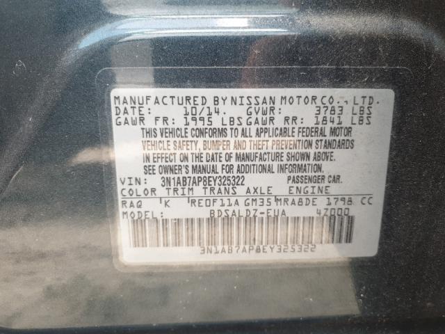 Photo 9 VIN: 3N1AB7AP8EY325322 - NISSAN SENTRA S 