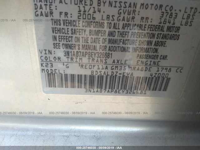 Photo 8 VIN: 3N1AB7AP8EY326681 - NISSAN SENTRA 