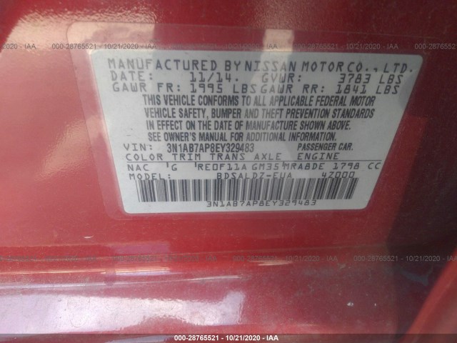 Photo 8 VIN: 3N1AB7AP8EY329483 - NISSAN SENTRA 