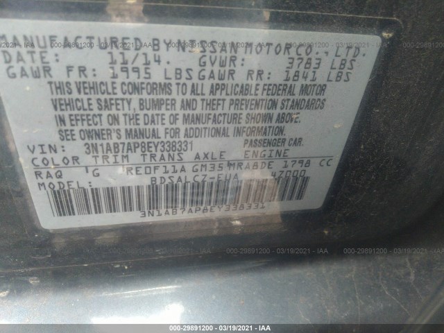 Photo 8 VIN: 3N1AB7AP8EY338331 - NISSAN SENTRA 