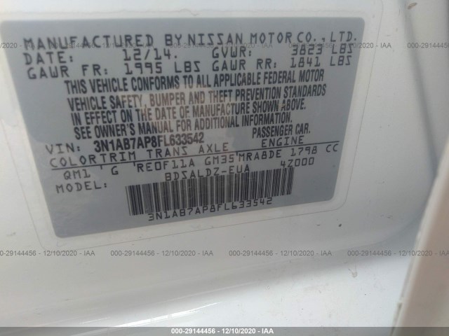 Photo 8 VIN: 3N1AB7AP8FL633542 - NISSAN SENTRA 