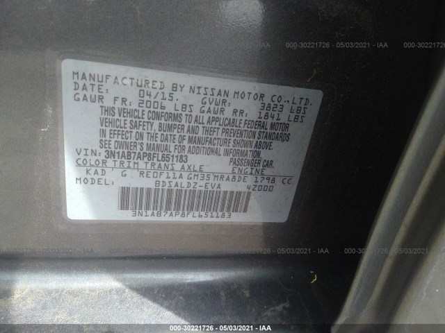 Photo 8 VIN: 3N1AB7AP8FL651183 - NISSAN SENTRA 