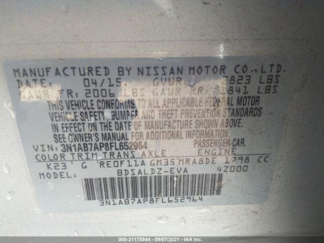 Photo 8 VIN: 3N1AB7AP8FL652964 - NISSAN SENTRA 