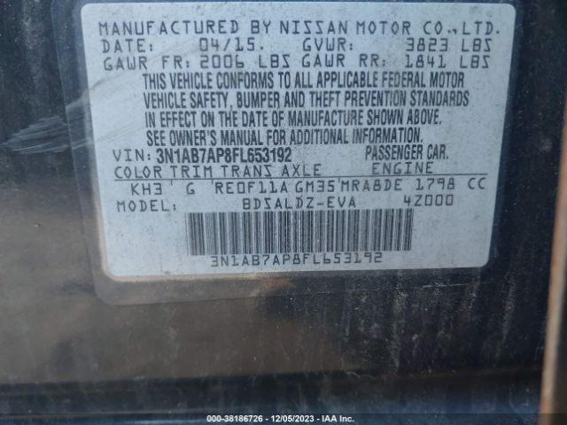 Photo 8 VIN: 3N1AB7AP8FL653192 - NISSAN SENTRA 