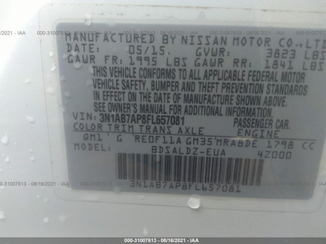 Photo 8 VIN: 3N1AB7AP8FL657081 - NISSAN SENTRA 