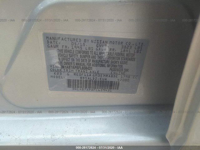 Photo 8 VIN: 3N1AB7AP8FL659431 - NISSAN SENTRA 