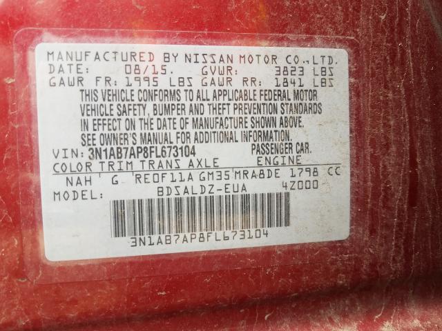 Photo 9 VIN: 3N1AB7AP8FL673104 - NISSAN SENTRA S 