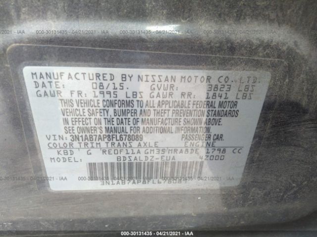 Photo 8 VIN: 3N1AB7AP8FL678089 - NISSAN SENTRA 