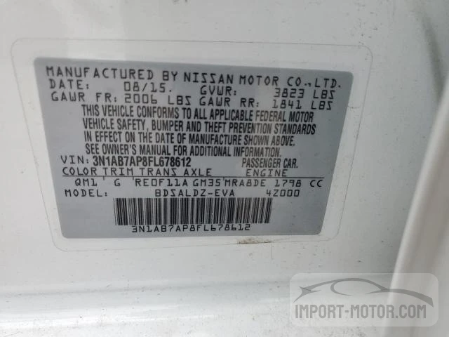 Photo 12 VIN: 3N1AB7AP8FL678612 - NISSAN SENTRA 