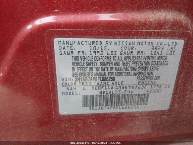 Photo 8 VIN: 3N1AB7AP8FL686256 - NISSAN SENTRA 