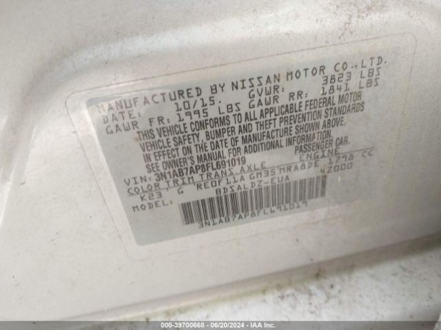 Photo 8 VIN: 3N1AB7AP8FL691019 - NISSAN SENTRA 