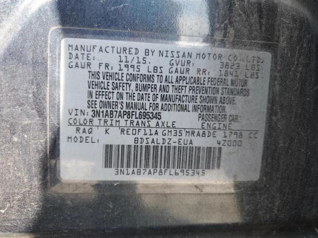 Photo 11 VIN: 3N1AB7AP8FL695345 - NISSAN SENTRA S 