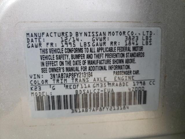 Photo 9 VIN: 3N1AB7AP8FY213184 - NISSAN SENTRA S 