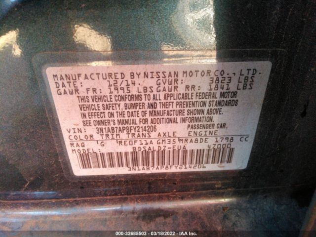 Photo 8 VIN: 3N1AB7AP8FY214206 - NISSAN SENTRA 