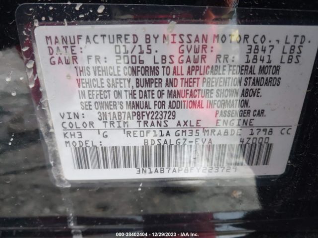 Photo 8 VIN: 3N1AB7AP8FY223729 - NISSAN SENTRA 