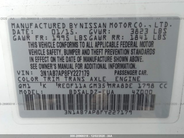 Photo 8 VIN: 3N1AB7AP8FY227179 - NISSAN SENTRA 