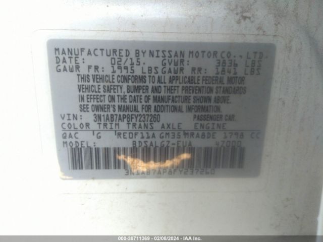 Photo 8 VIN: 3N1AB7AP8FY237260 - NISSAN SENTRA 