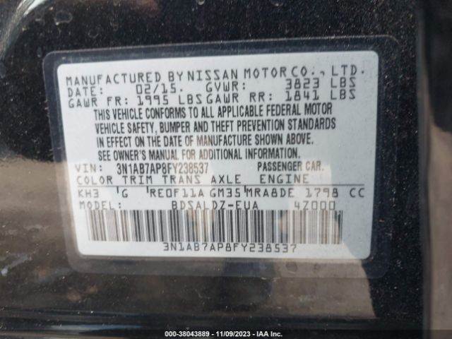 Photo 8 VIN: 3N1AB7AP8FY238537 - NISSAN SENTRA 