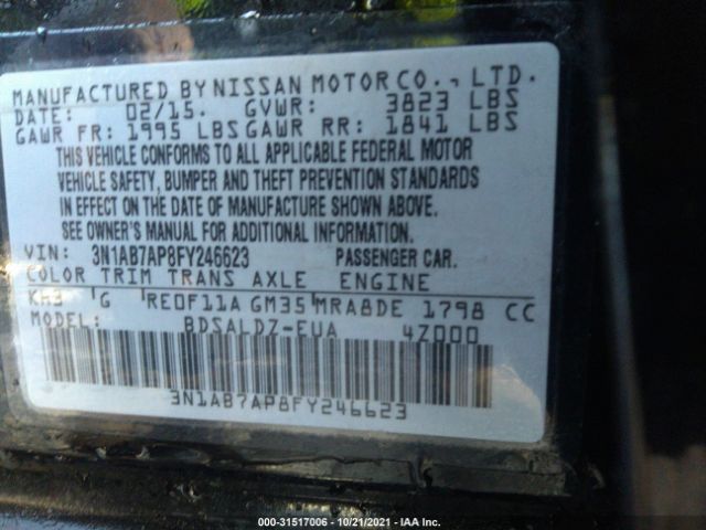 Photo 8 VIN: 3N1AB7AP8FY246623 - NISSAN SENTRA 