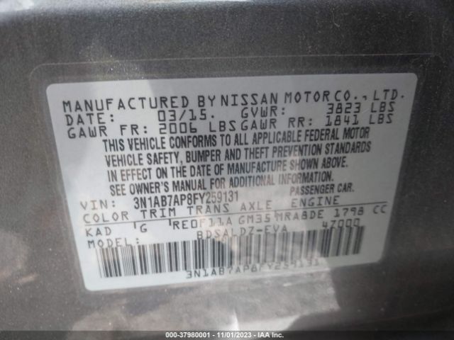 Photo 8 VIN: 3N1AB7AP8FY259131 - NISSAN SENTRA 