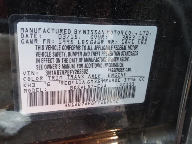 Photo 9 VIN: 3N1AB7AP8FY262692 - NISSAN SENTRA S 