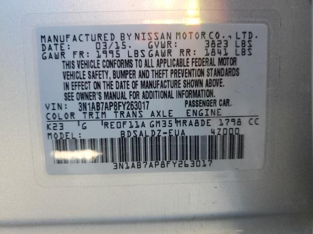 Photo 12 VIN: 3N1AB7AP8FY263017 - NISSAN SENTRA S 