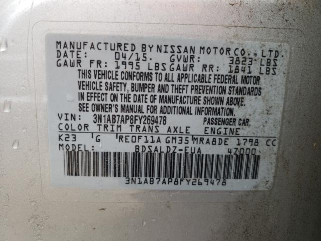 Photo 9 VIN: 3N1AB7AP8FY269478 - NISSAN SENTRA S 