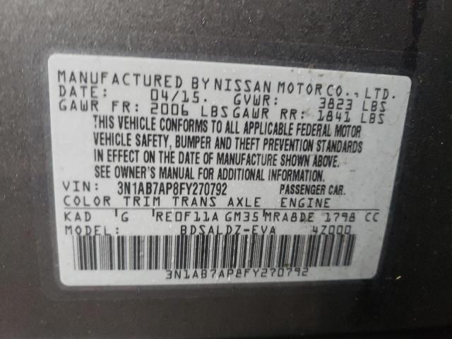 Photo 9 VIN: 3N1AB7AP8FY270792 - NISSAN SENTRA S 