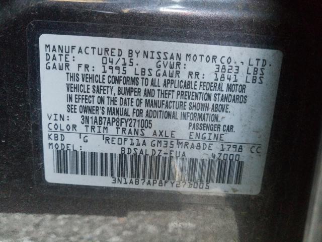 Photo 9 VIN: 3N1AB7AP8FY271005 - NISSAN SENTRA S 