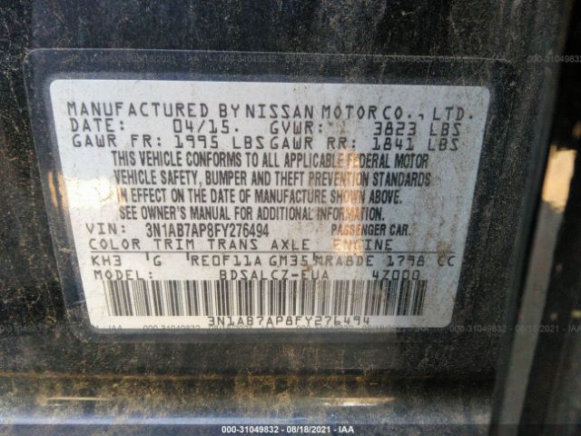 Photo 8 VIN: 3N1AB7AP8FY276494 - NISSAN SENTRA 